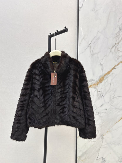 Eco-friendly Mink Cashmere Stand Collar Coat