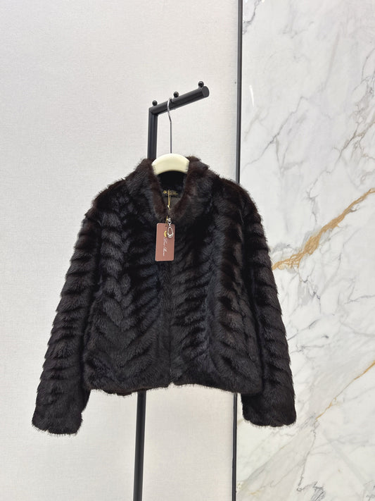 Eco-friendly Mink Cashmere Stand Collar Coat