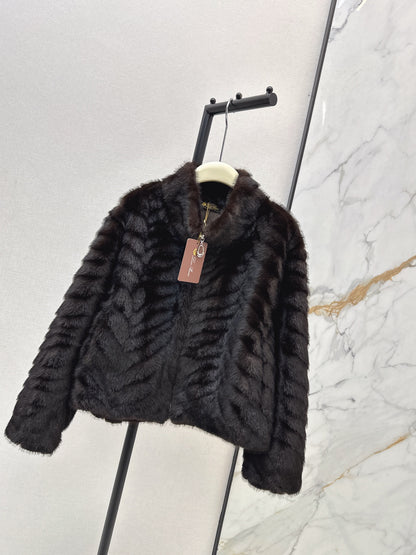 Eco-friendly Mink Cashmere Stand Collar Coat