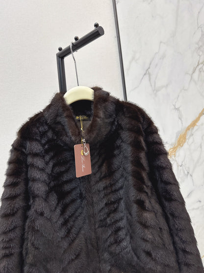 Eco-friendly Mink Cashmere Stand Collar Coat