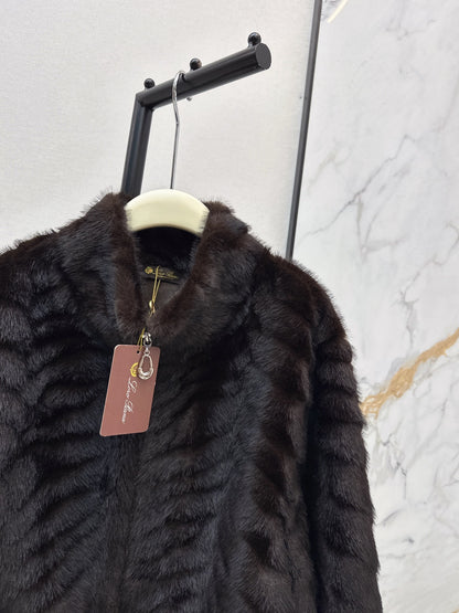 Eco-friendly Mink Cashmere Stand Collar Coat