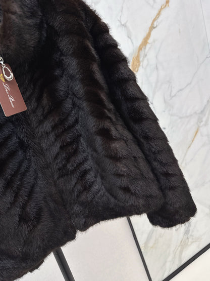 Eco-friendly Mink Cashmere Stand Collar Coat