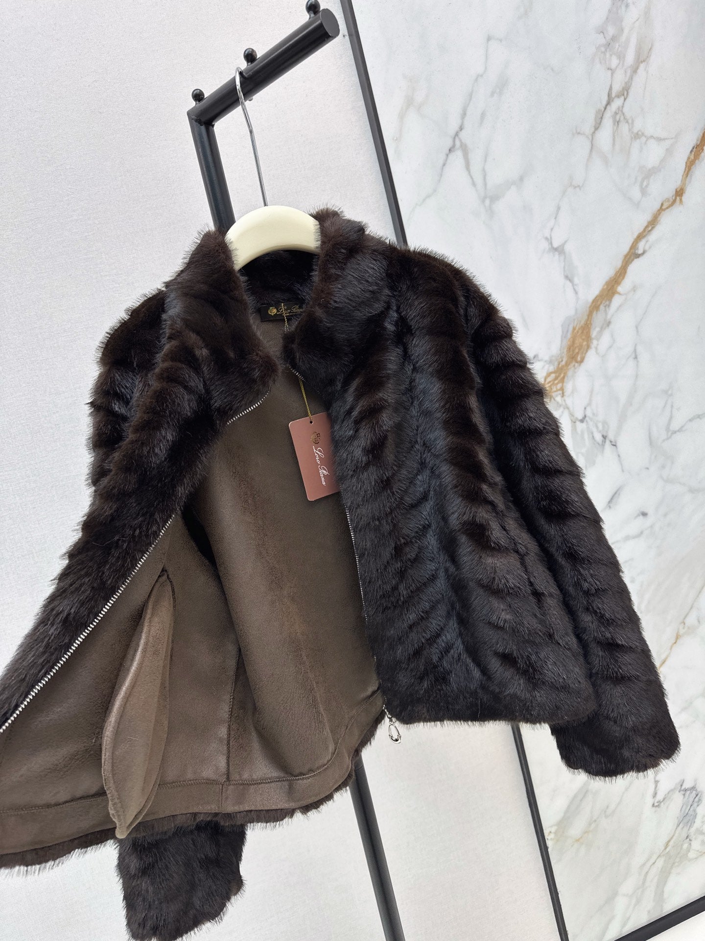 Eco-friendly Mink Cashmere Stand Collar Coat
