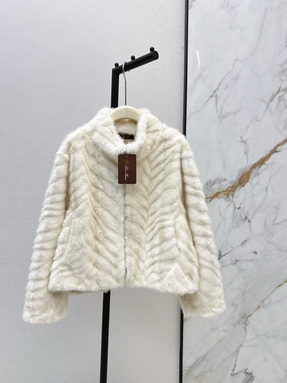 Eco-friendly Mink Cashmere Stand Collar Coat