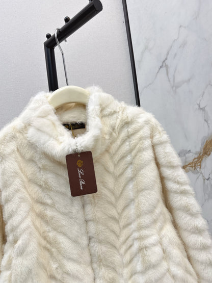 Eco-friendly Mink Cashmere Stand Collar Coat