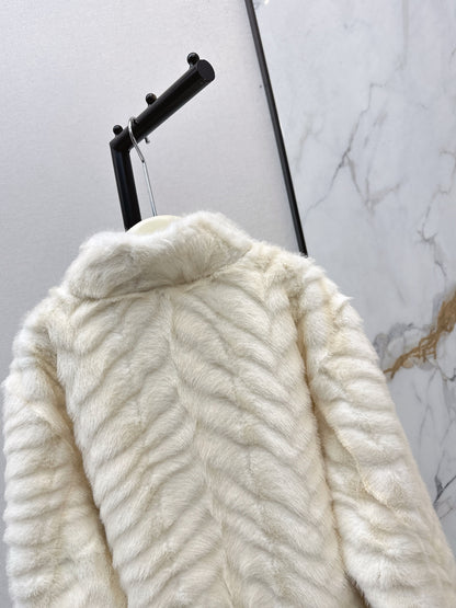 Eco-friendly Mink Cashmere Stand Collar Coat
