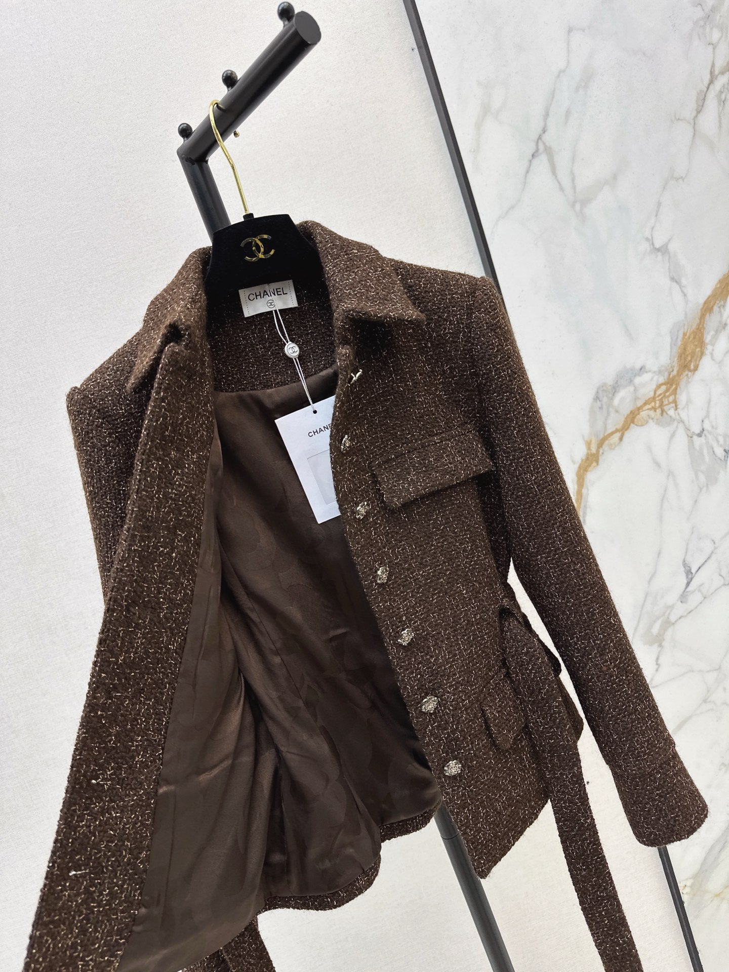 Woven Tweed Coat