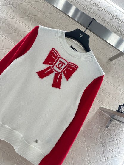Raglan Long-Sleeve Sweater with Bow