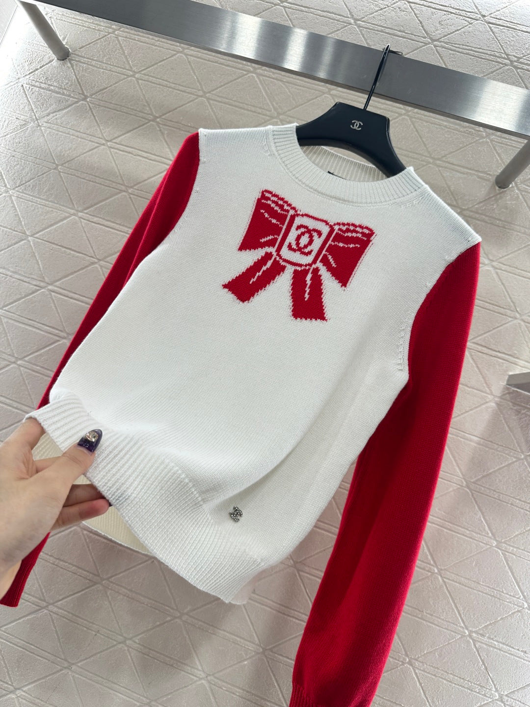 Raglan Long-Sleeve Sweater with Bow