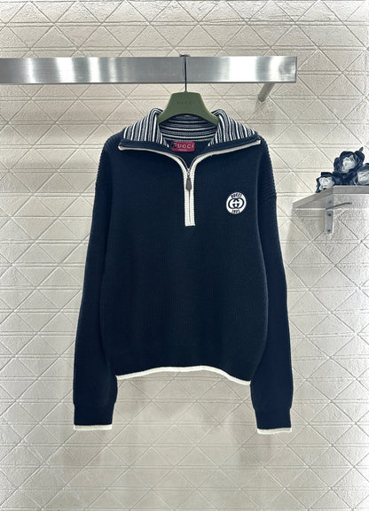 Loop-front Logo Knit Sweater