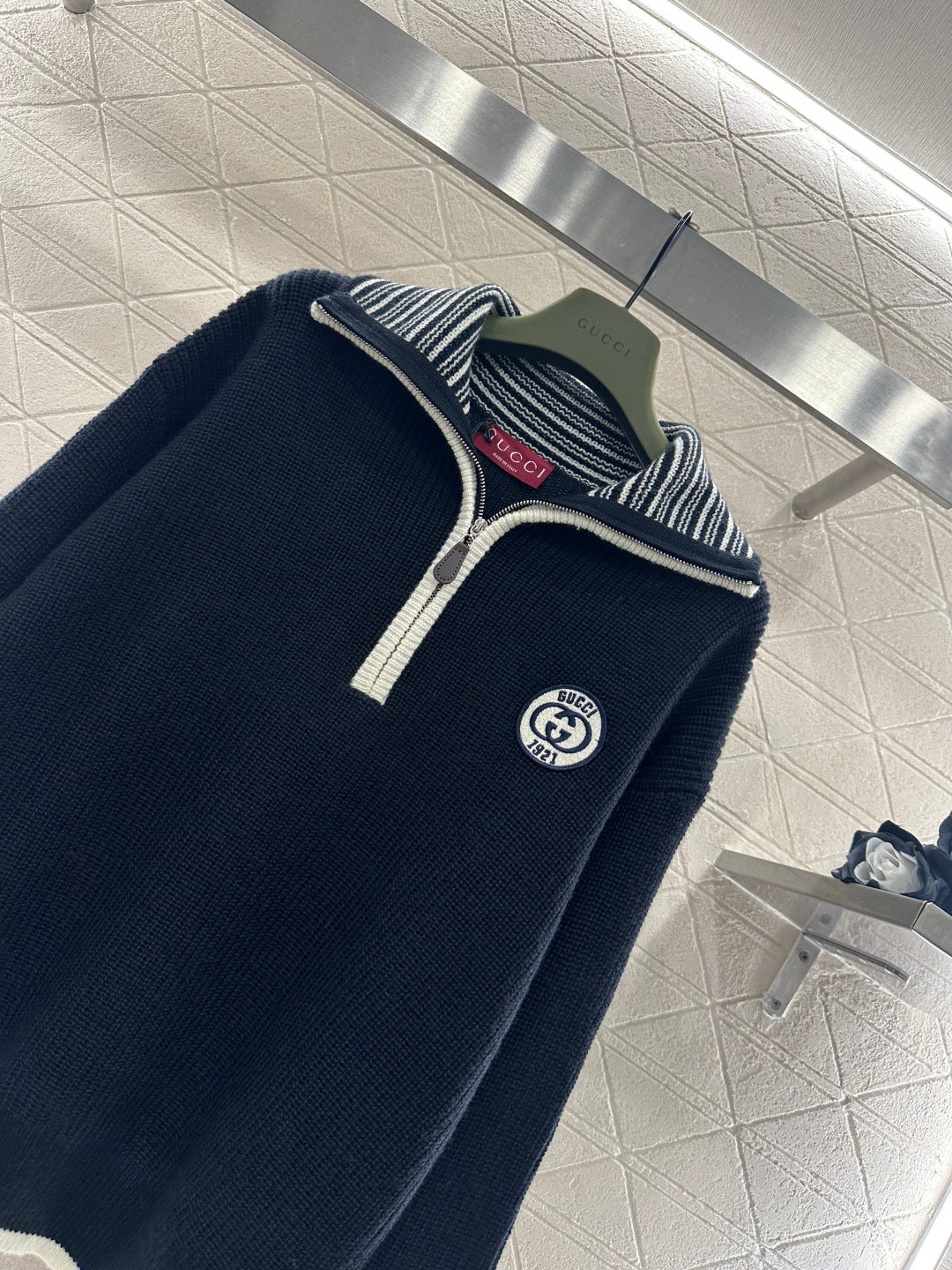 Loop-front Logo Knit Sweater