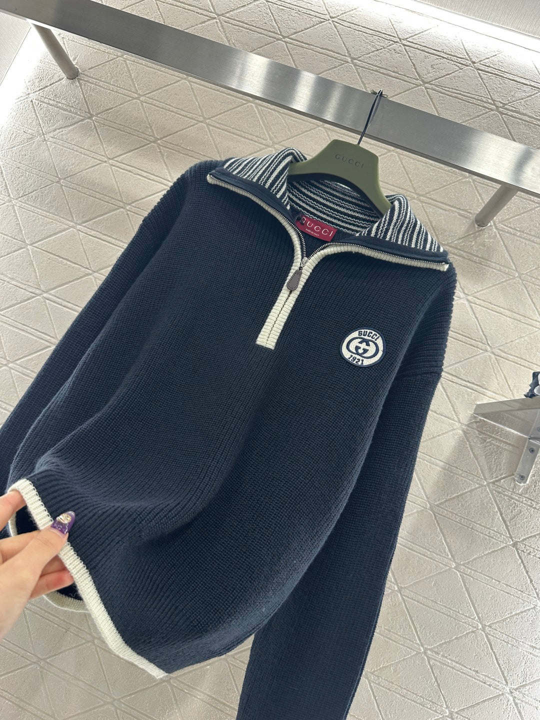 Loop-front Logo Knit Sweater
