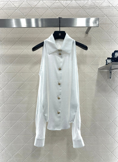 Off-Shoulder Jacquard Pattern Shirt