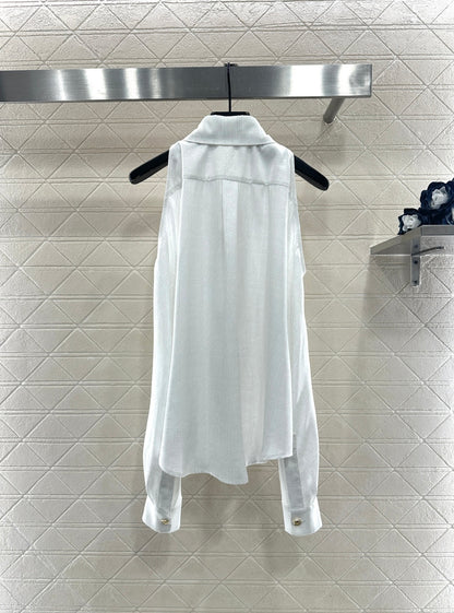 Off-Shoulder Jacquard Pattern Shirt