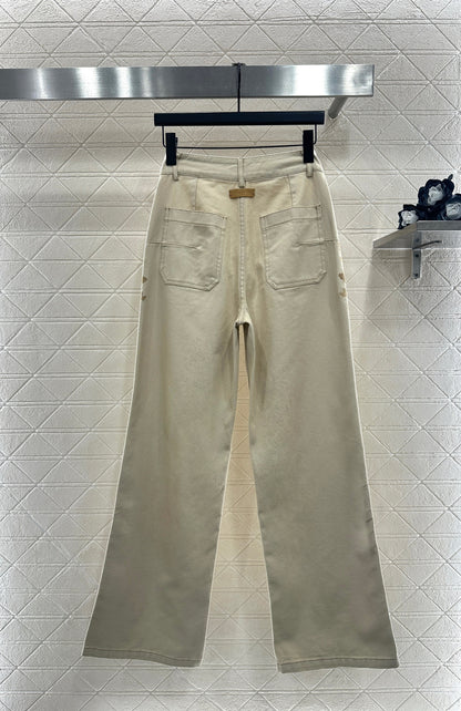 Embroidered Denim Pants