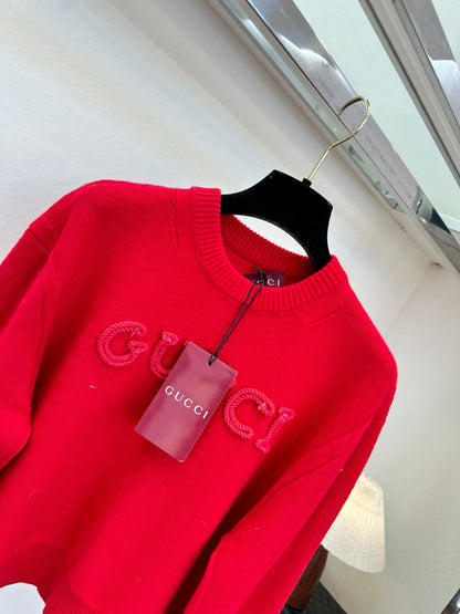 3D Embroidered Letter Knit Sweater