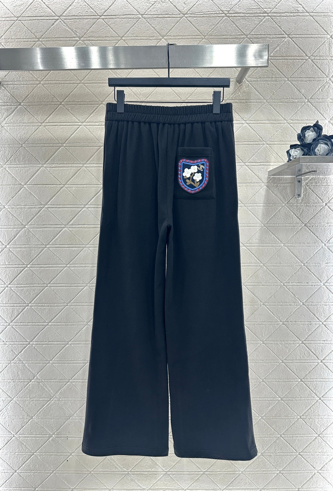 Embroidered Wide-Leg Pants