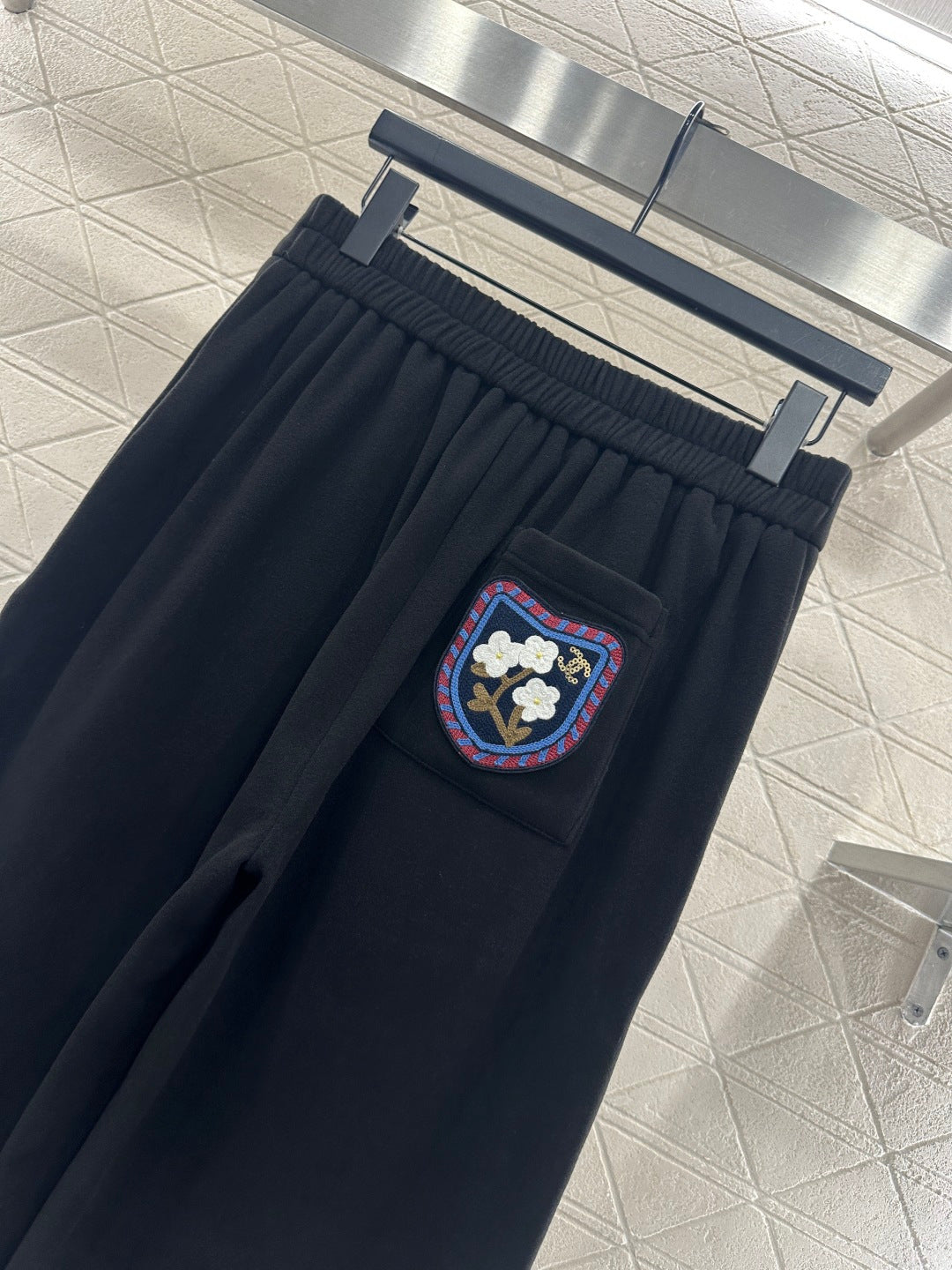 Embroidered Wide-Leg Pants