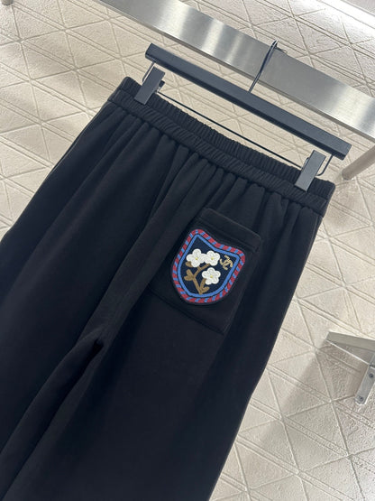Embroidered Wide-Leg Pants