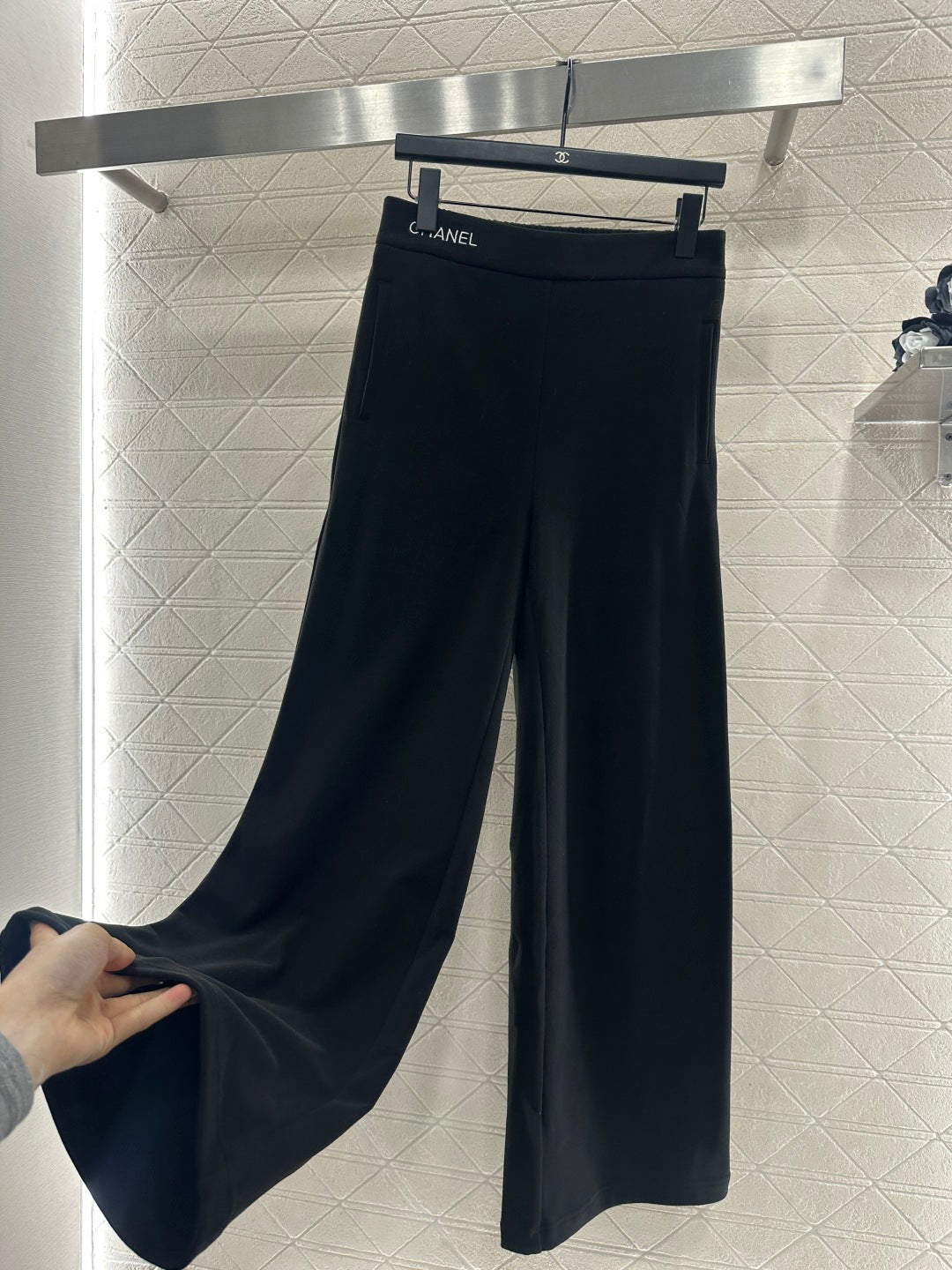 Embroidered Wide-Leg Pants