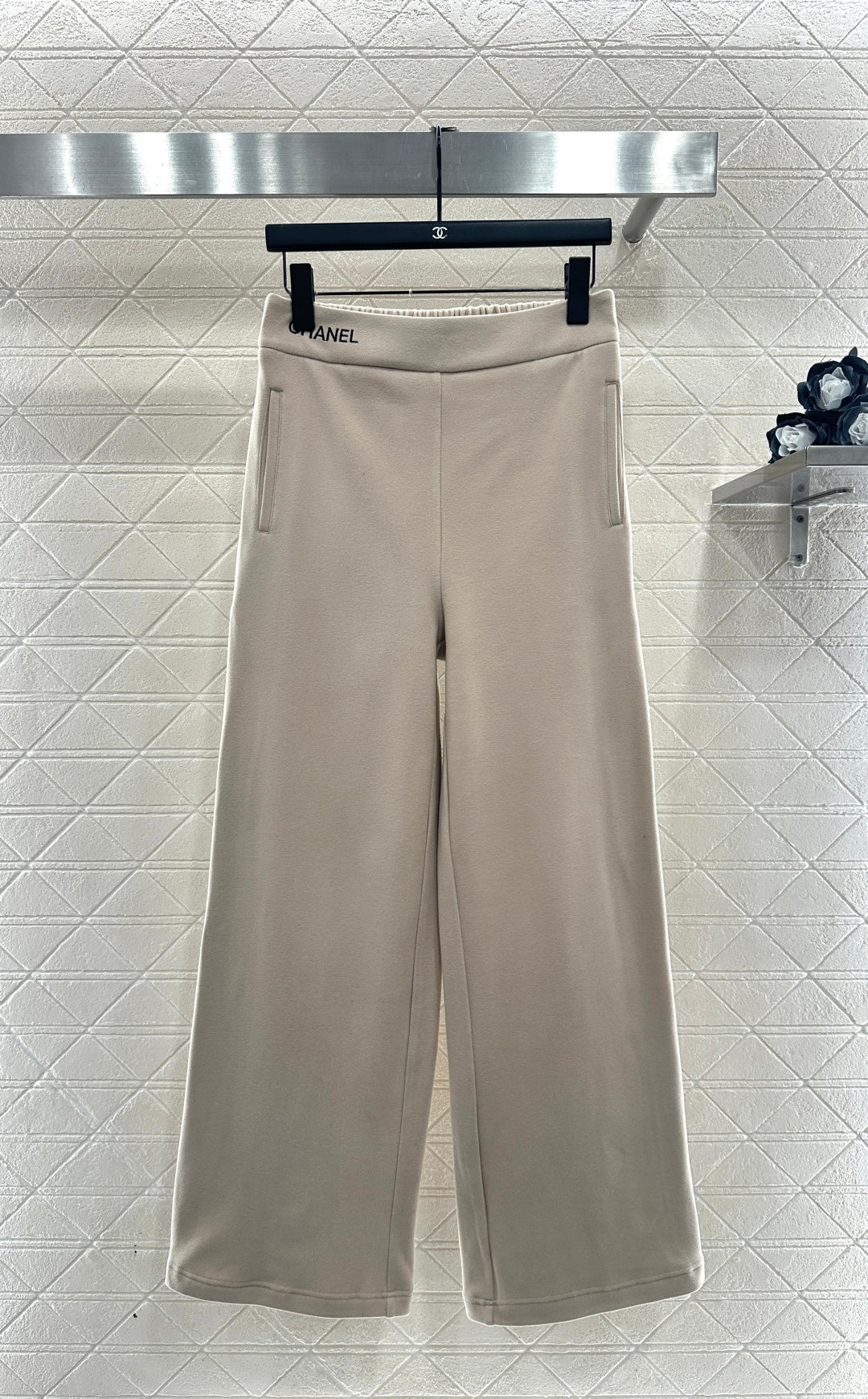 Embroidered Wide-Leg Pants