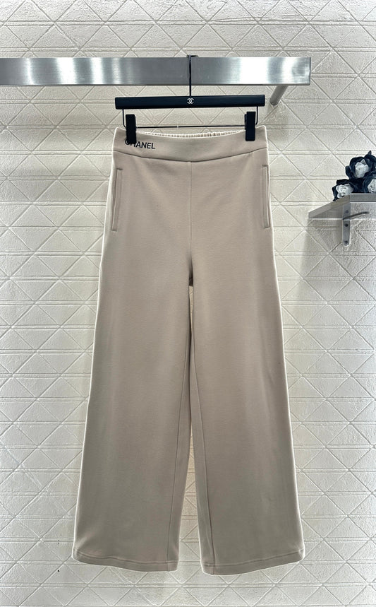 Embroidered Wide-Leg Pants