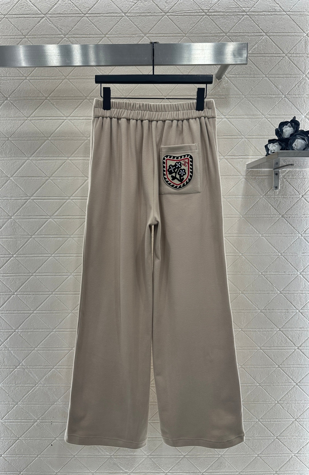 Embroidered Wide-Leg Pants