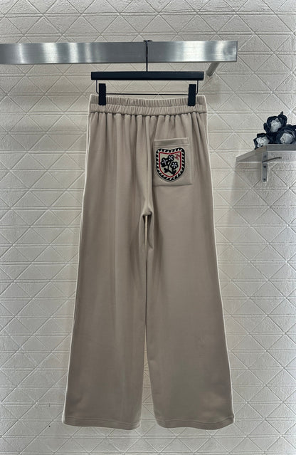 Embroidered Wide-Leg Pants