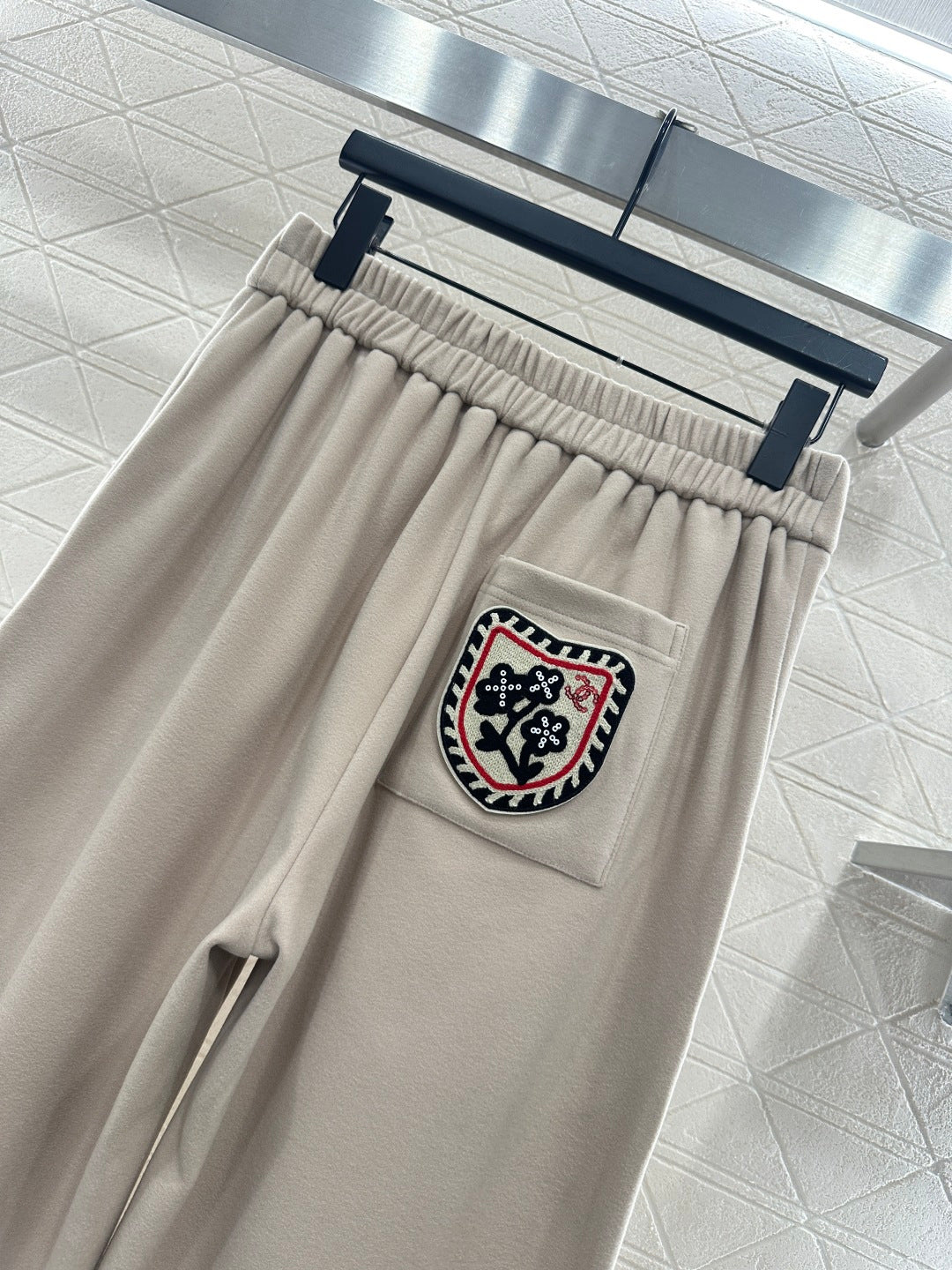 Embroidered Wide-Leg Pants