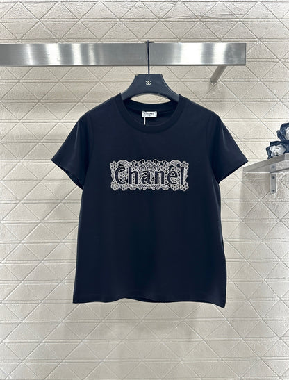 Lace Embroidered Logo T-shirt