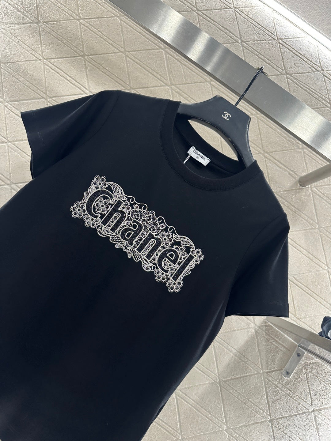 Lace Embroidered Logo T-shirt