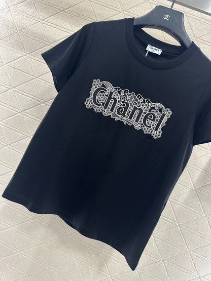 Lace Embroidered Logo T-shirt