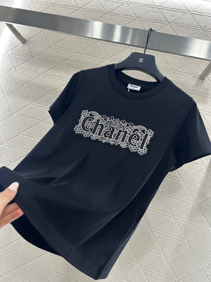 Lace Embroidered Logo T-shirt