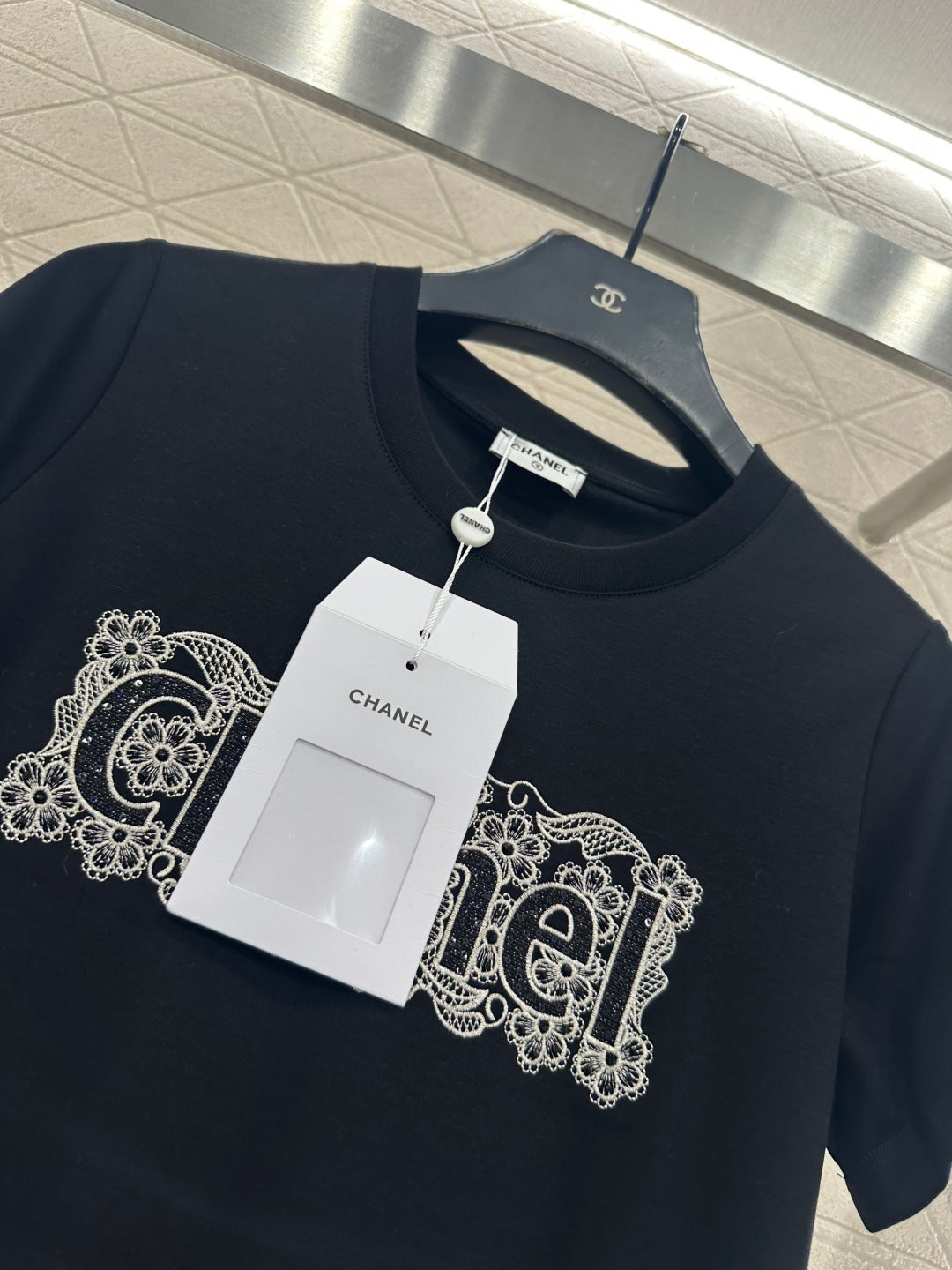 Lace Embroidered Logo T-shirt