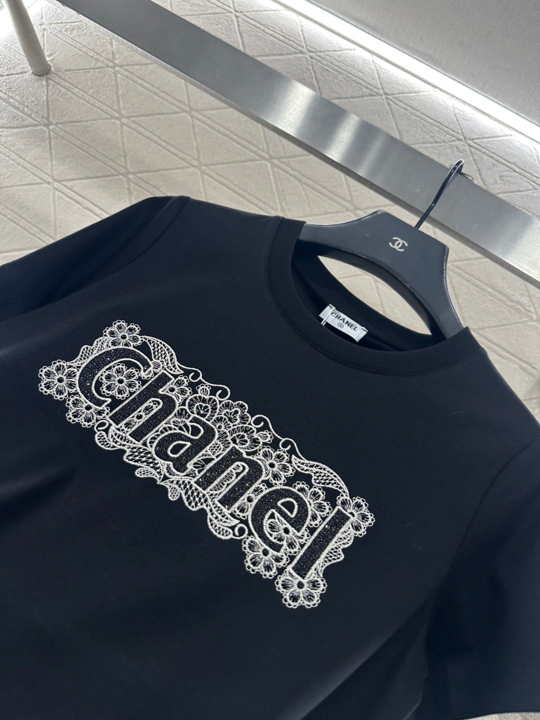 Lace Embroidered Logo T-shirt