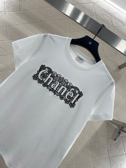 Lace Embroidered Logo T-shirt