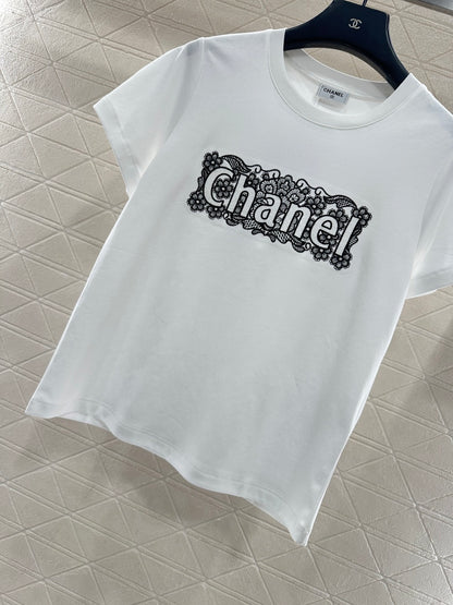 Lace Embroidered Logo T-shirt