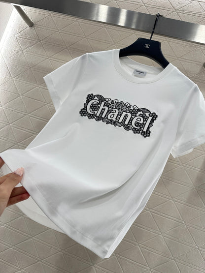 Lace Embroidered Logo T-shirt