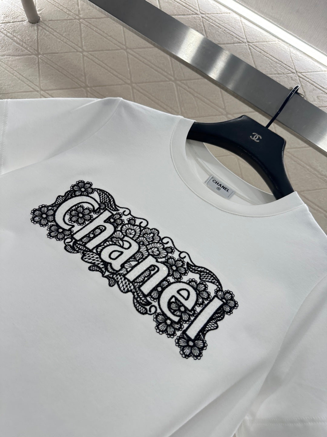 Lace Embroidered Logo T-shirt