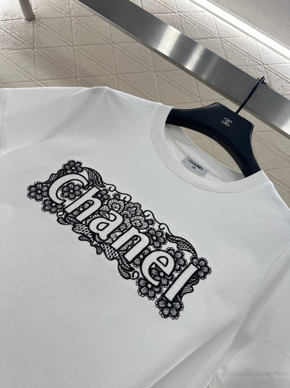 Lace Embroidered Logo T-shirt