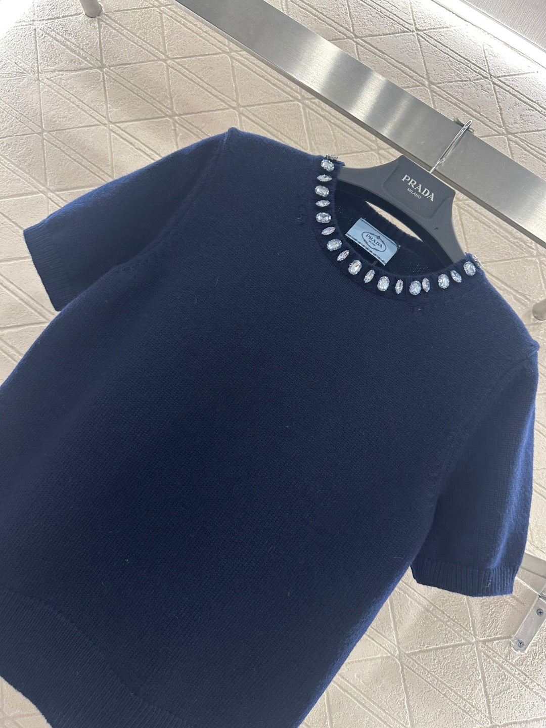 Rhinestone Knit Short-Sleeve Top