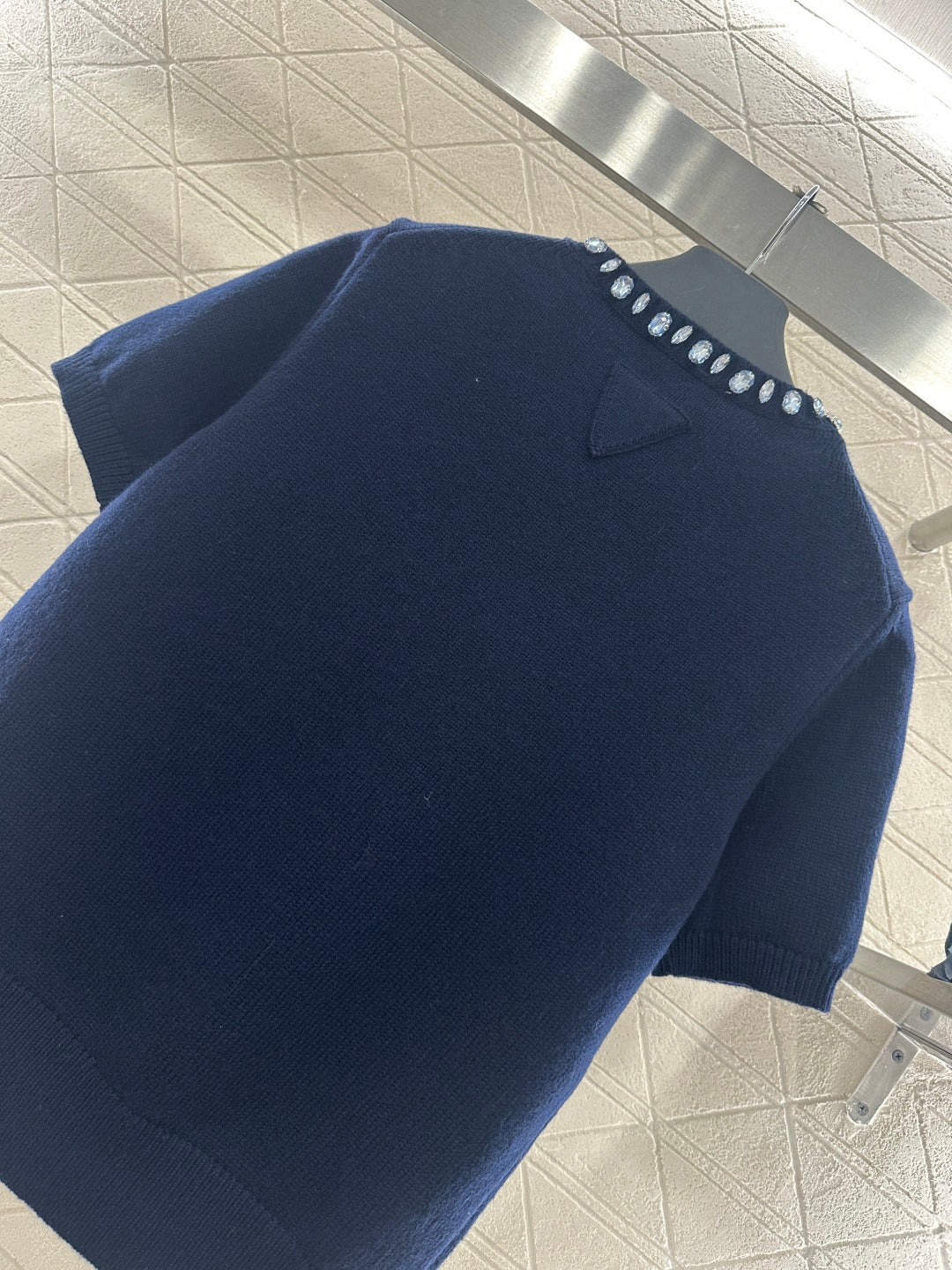 Rhinestone Knit Short-Sleeve Top