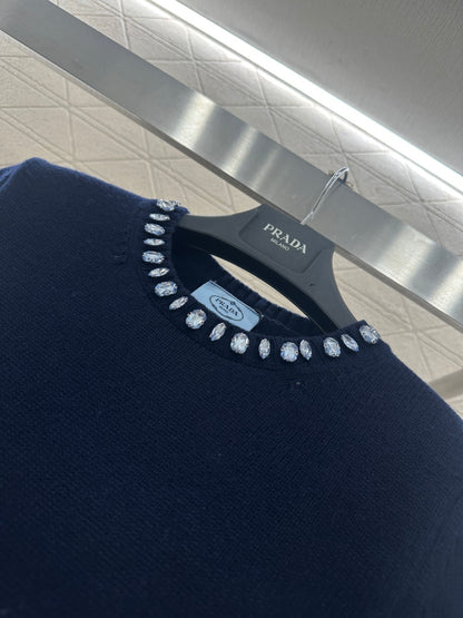 Rhinestone Knit Short-Sleeve Top