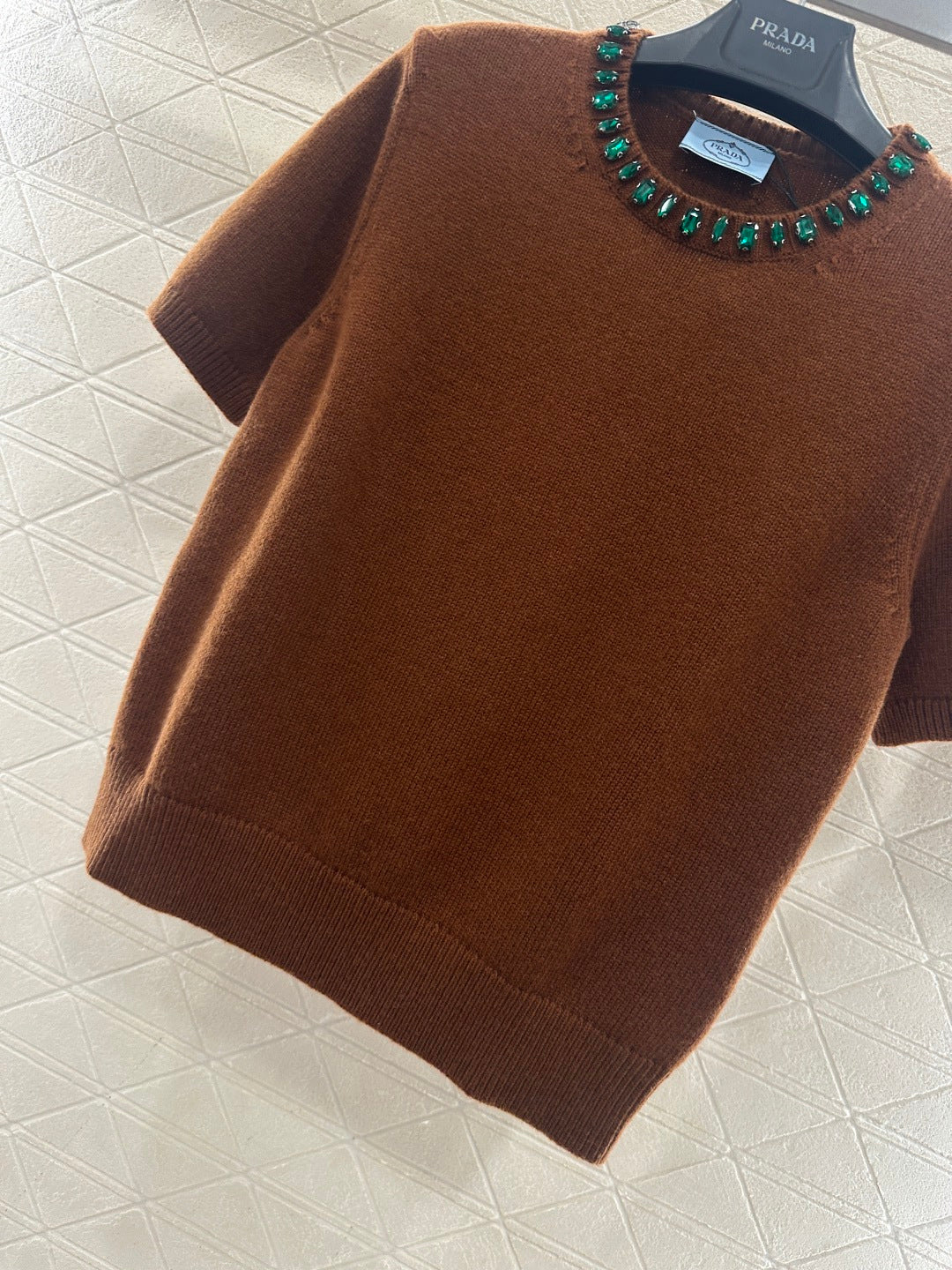 Rhinestone Knit Short-Sleeve Top