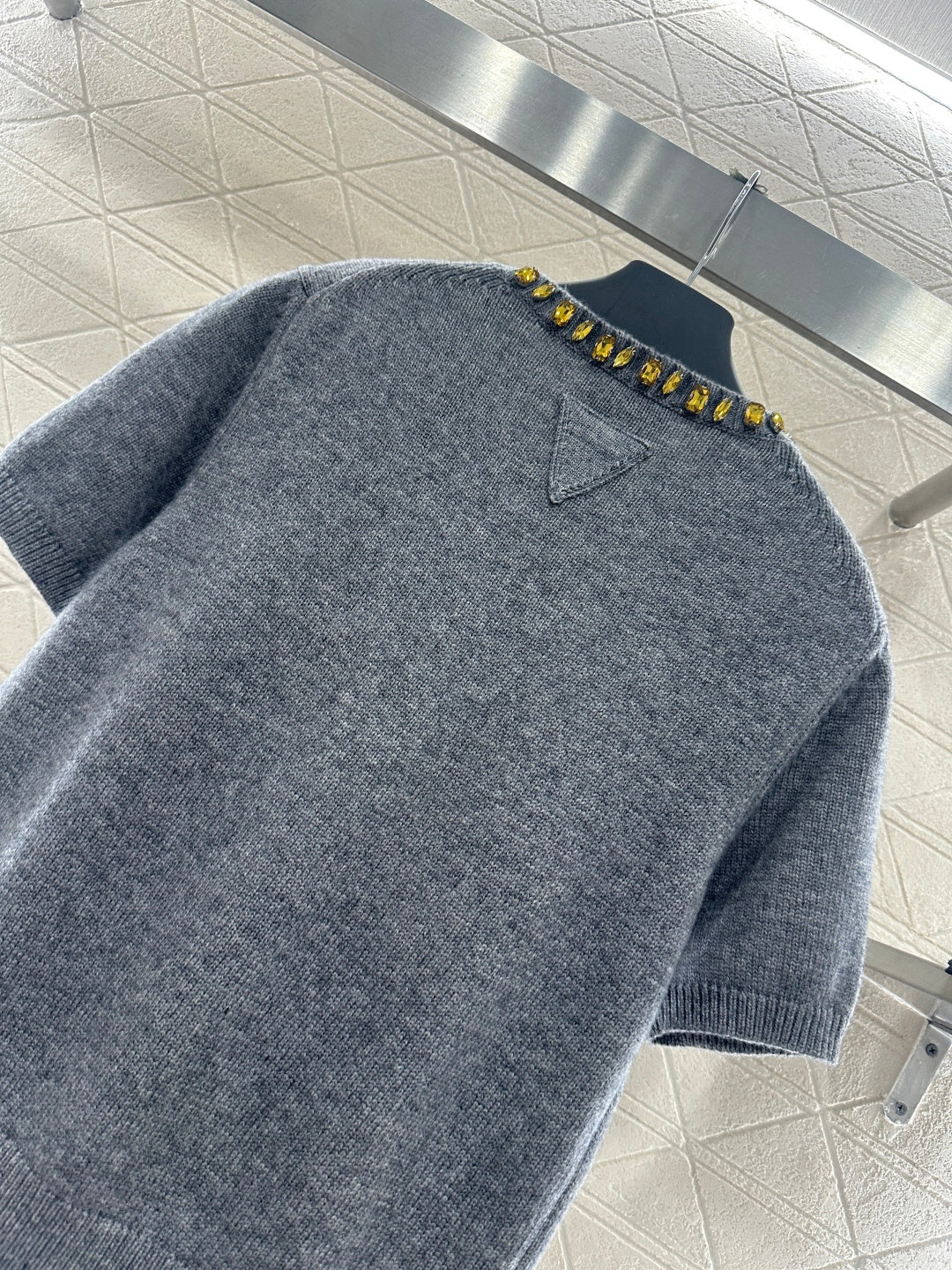 Rhinestone Knit Short-Sleeve Top