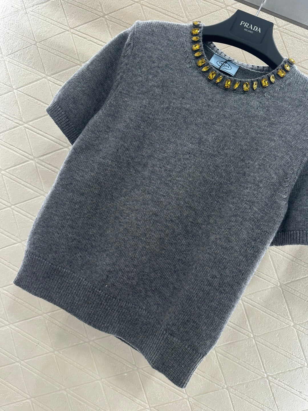 Rhinestone Knit Short-Sleeve Top