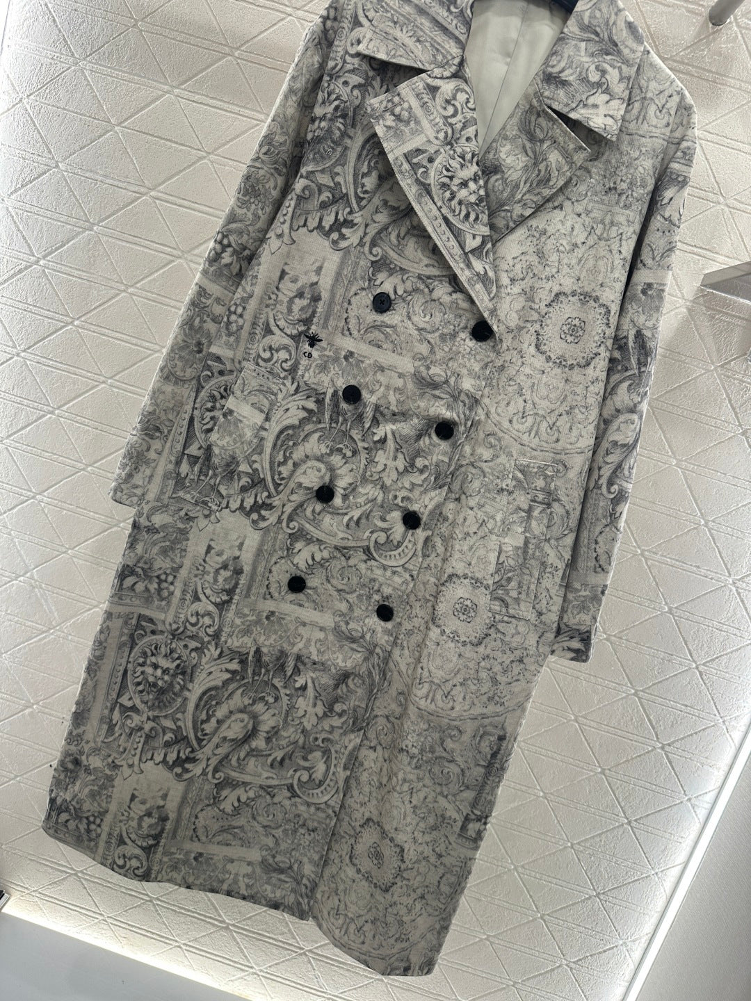 Printed Denim Long Coat