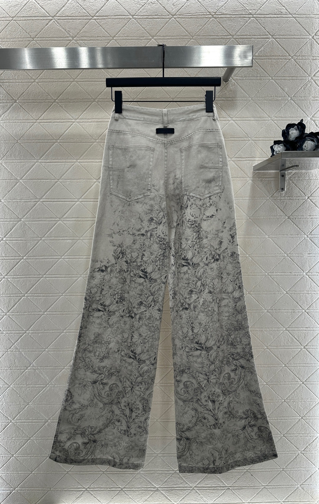 Printed Denim Pants