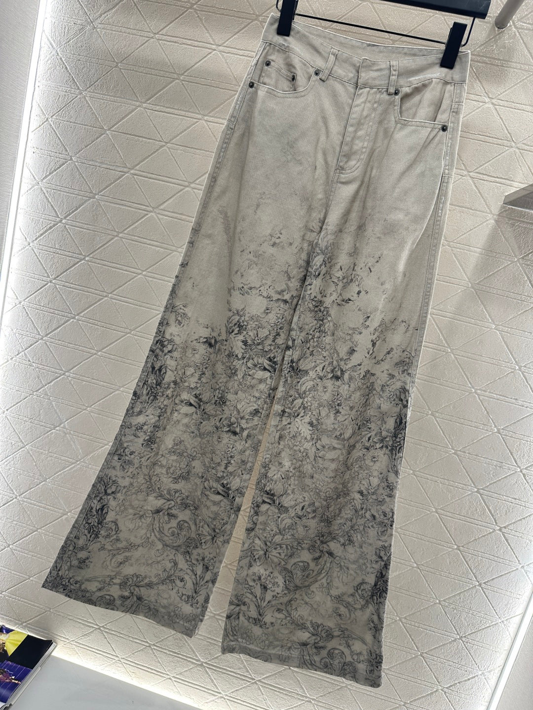 Printed Denim Pants