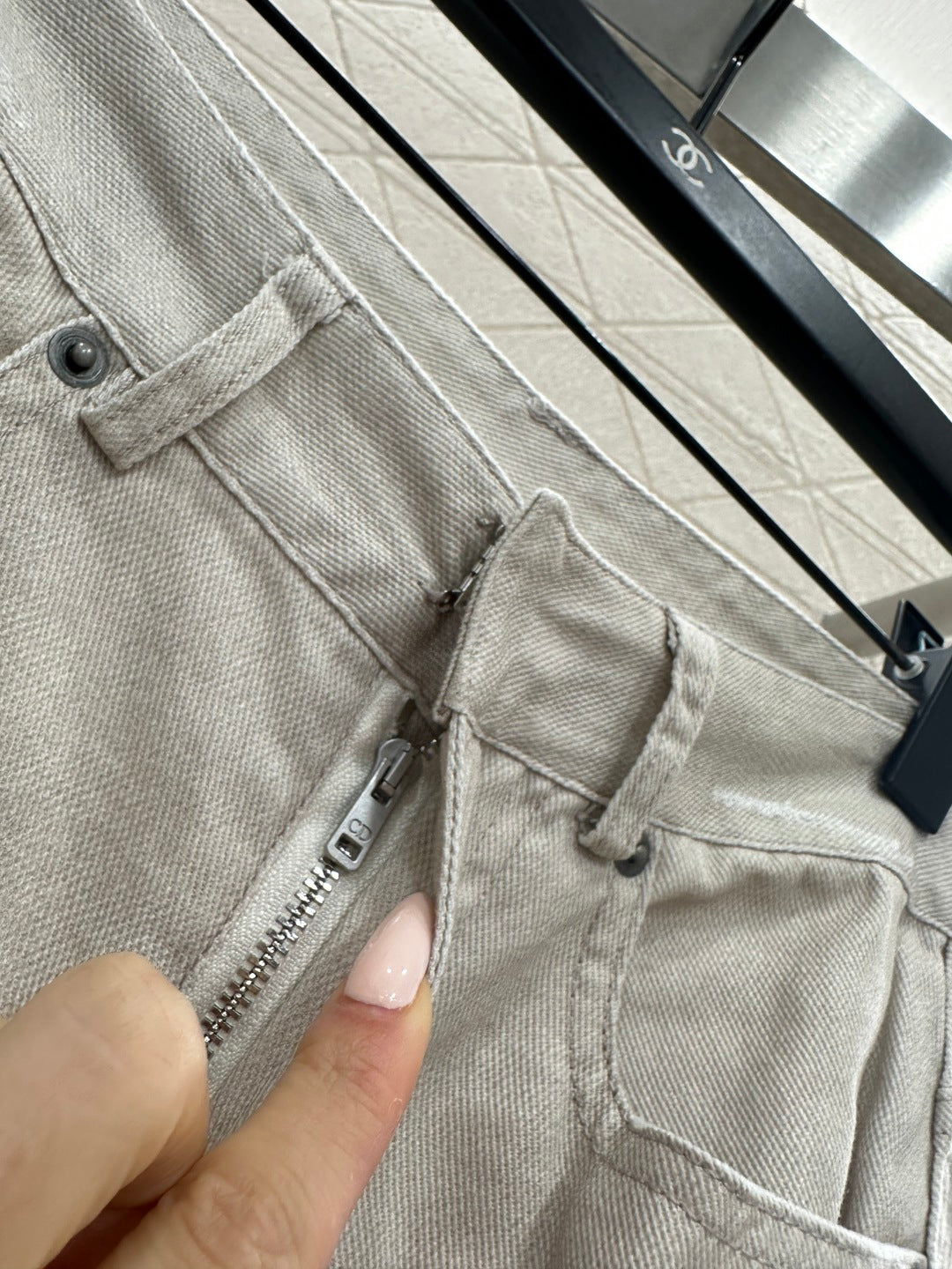 Printed Denim Pants